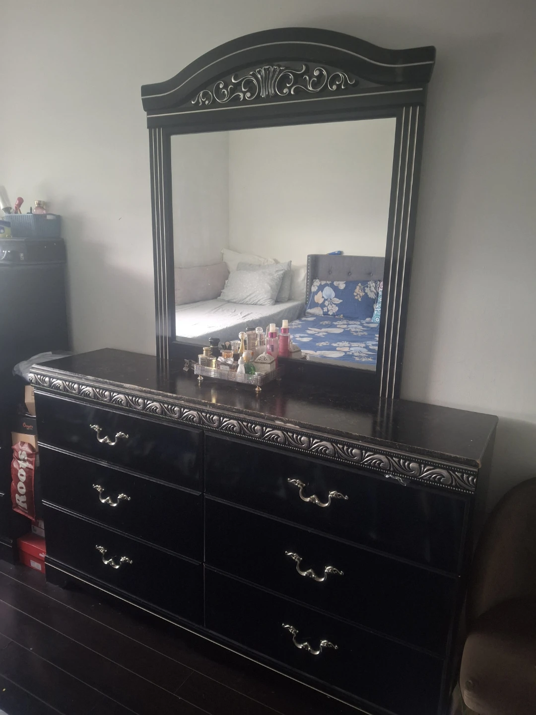 Black Dresser with Mirror