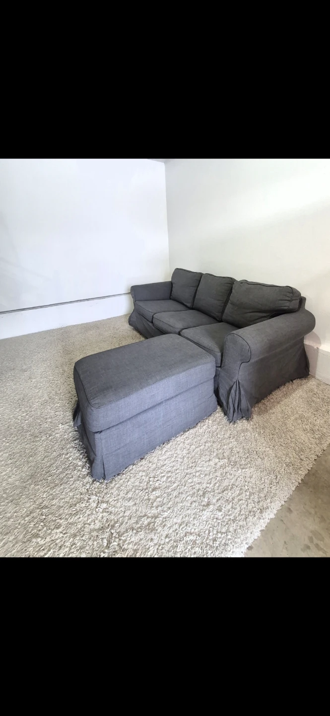 Ikea Ottoman Ektorp 3 Seater Sofa Couch with Storage Ottoman