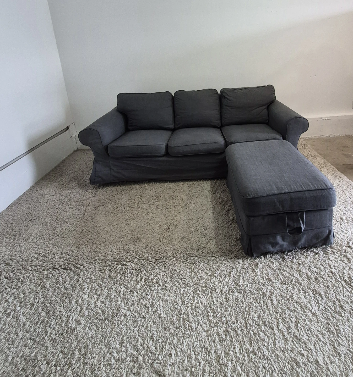 Ikea Ottoman Ektorp 3 Seater Sofa Couch with Storage Ottoman - photo 3