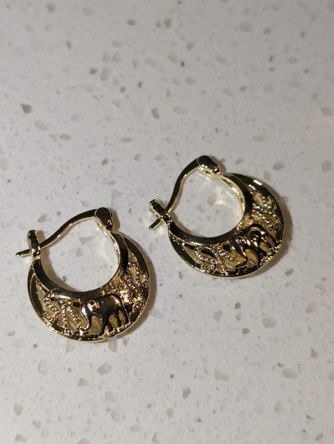 Gold plated Elephant Hoop Earrings