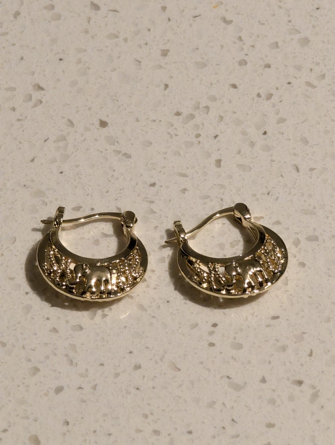 Gold plated Elephant Hoop Earrings - photo 2