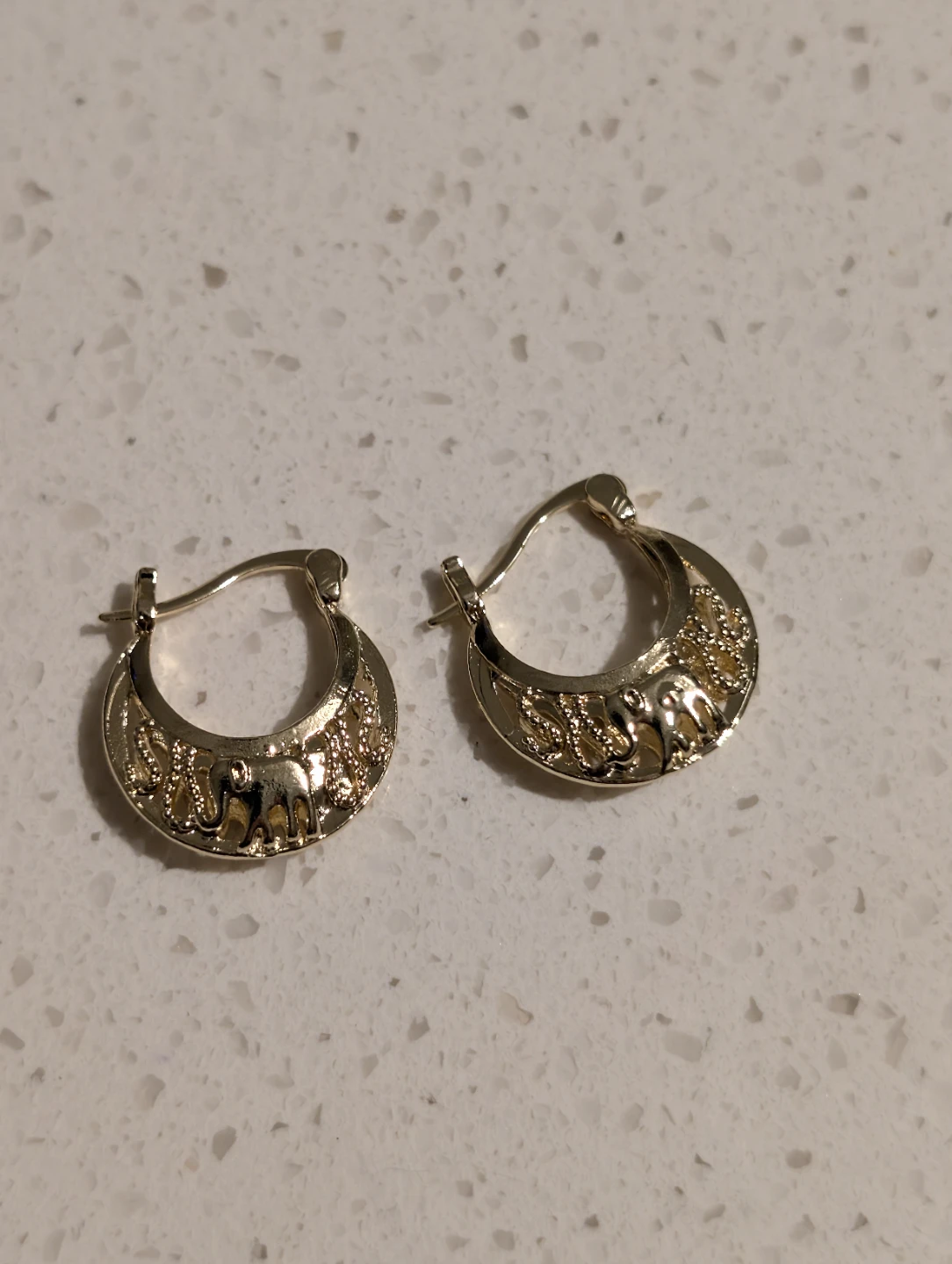 Gold plated Elephant Hoop Earrings - photo 3
