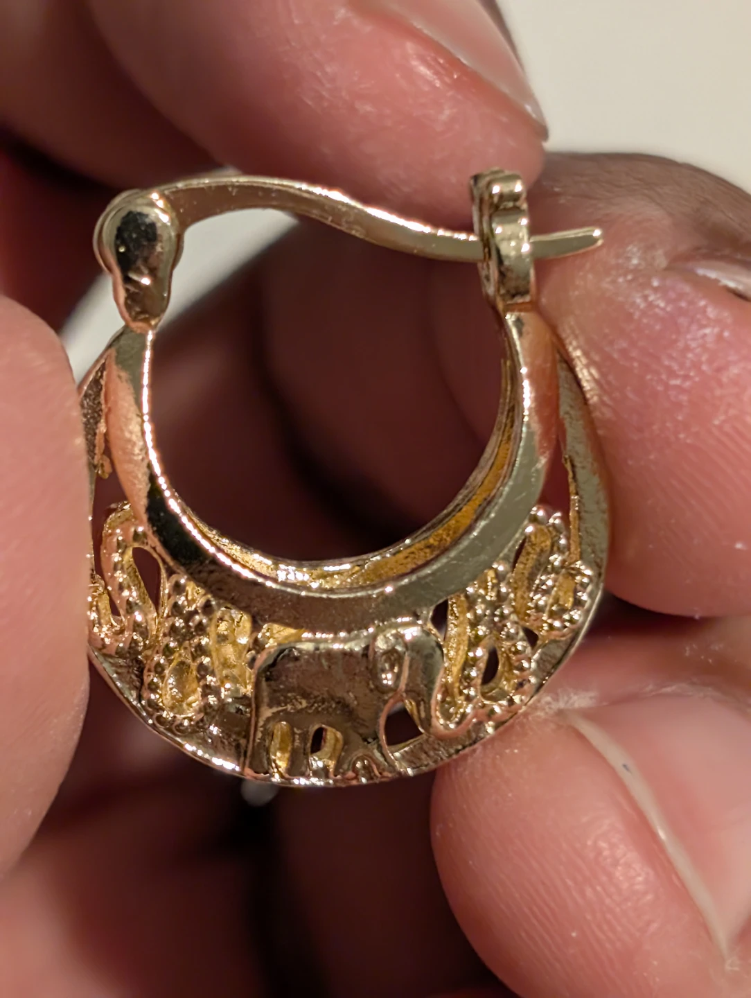 Gold plated Elephant Hoop Earrings - photo 4