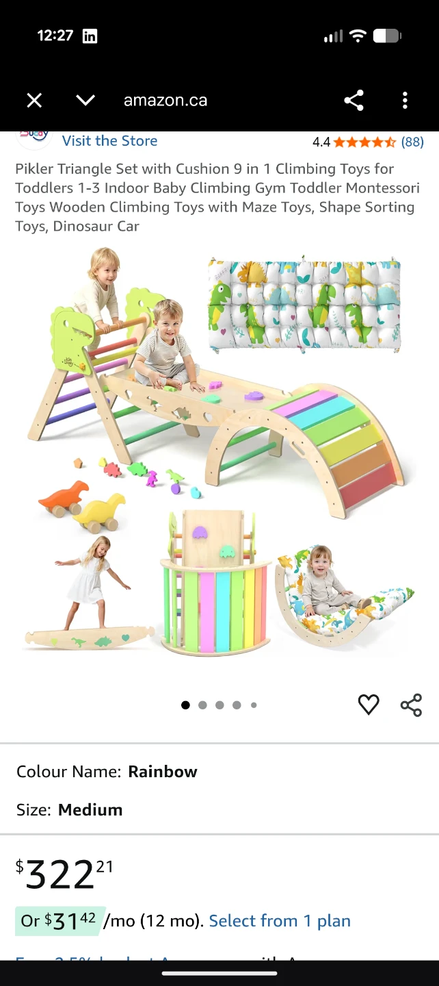 Pikler Triangle Set with Cushion Climbing Gym for Toddlers - photo 3