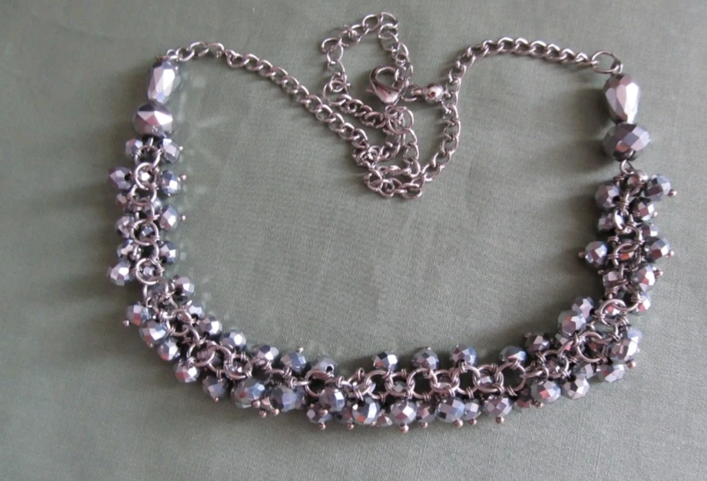 Silver Tone Beaded Statement Necklace - photo 5