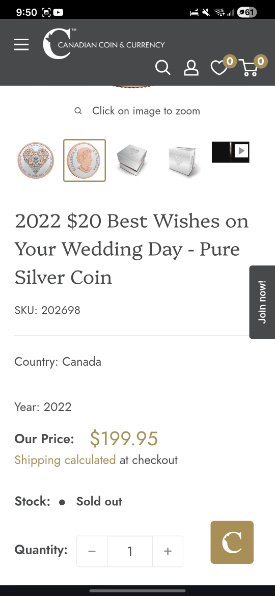 2022 Canada $20 Pure Silver Wedding Day Coin - photo 3