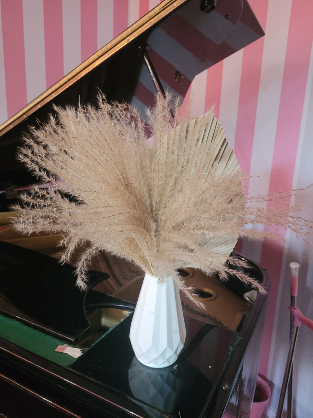 Dried Pampas Grass and Palm Leaf Arrangement