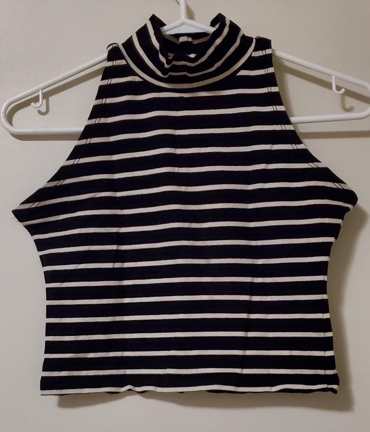 Bluenotes Striped Mock Neck Crop Top