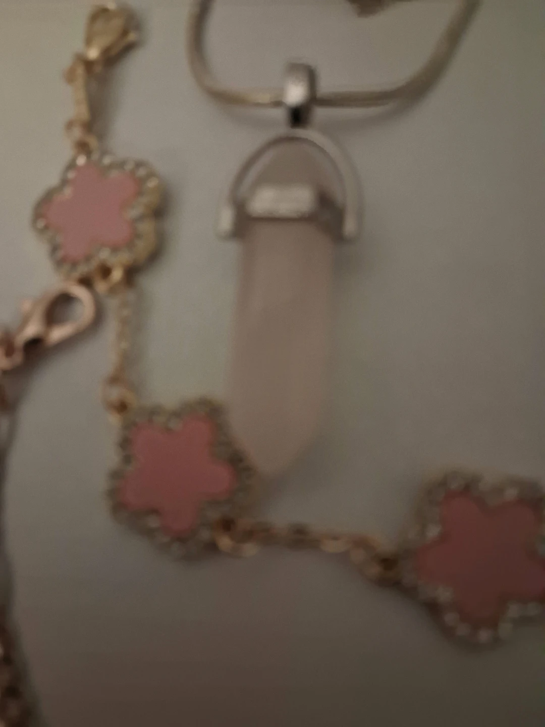 Rose Quartz Crystal Pendant Necklace & Earrings Set - photo 3