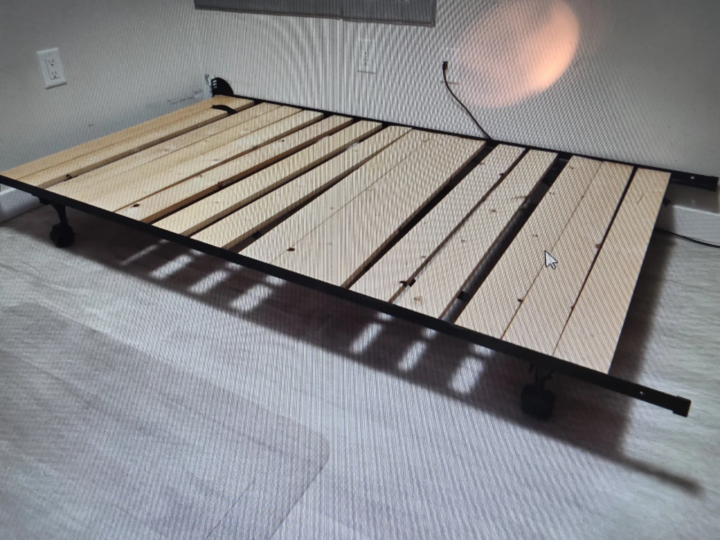 Metal Bed Frame with Wooden Slats twin size