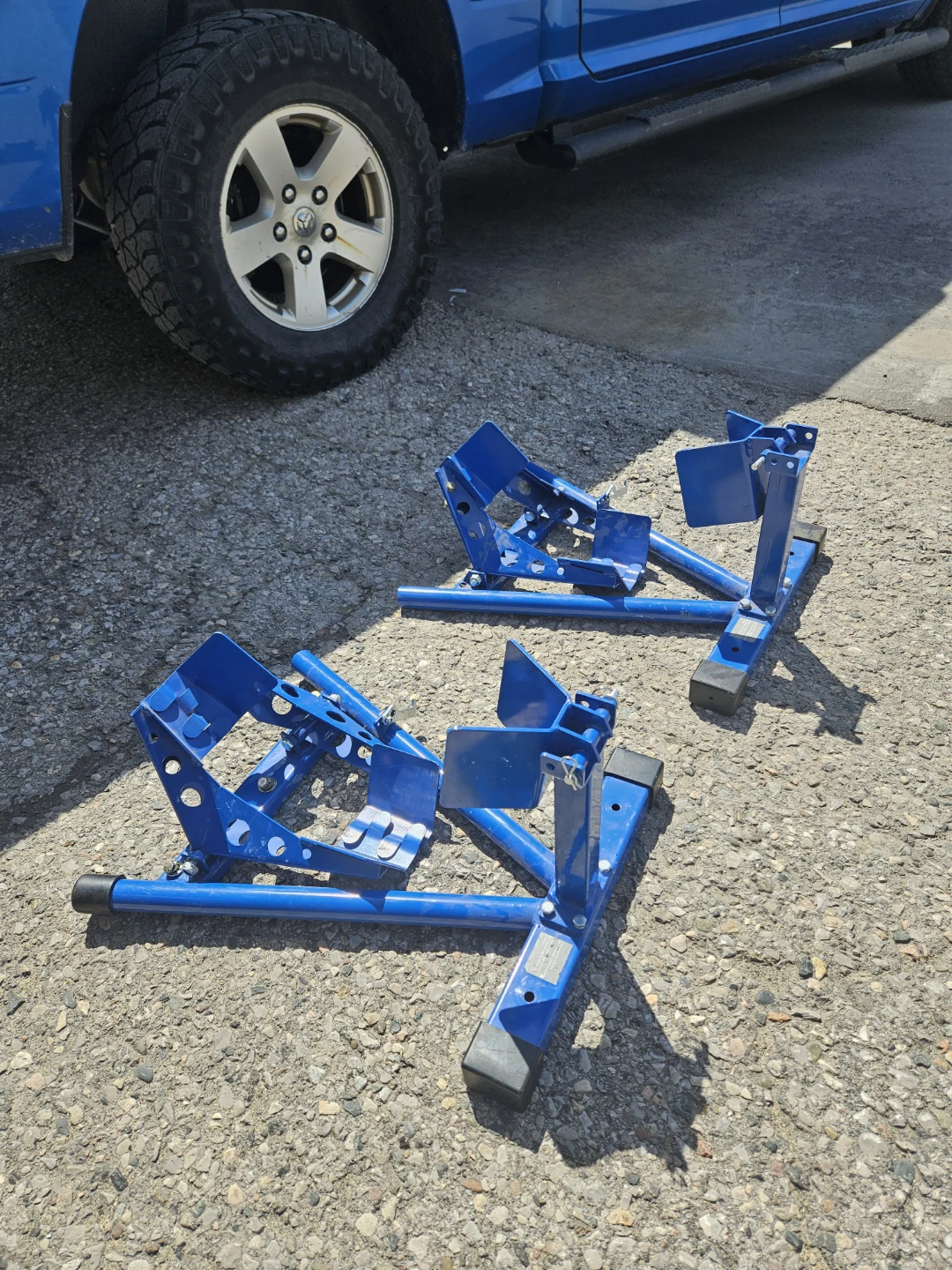 Pair of Blue Motorcycle Wheel Chocks - photo 2