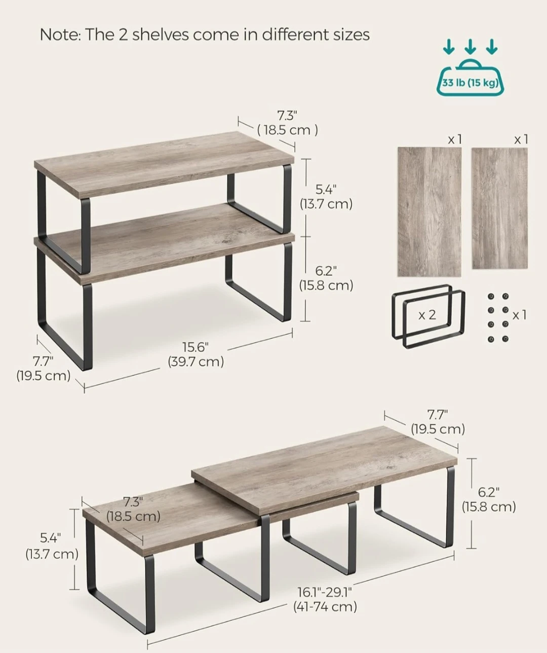 SONGMICS Set of 2 Stackable Shelves - photo 2
