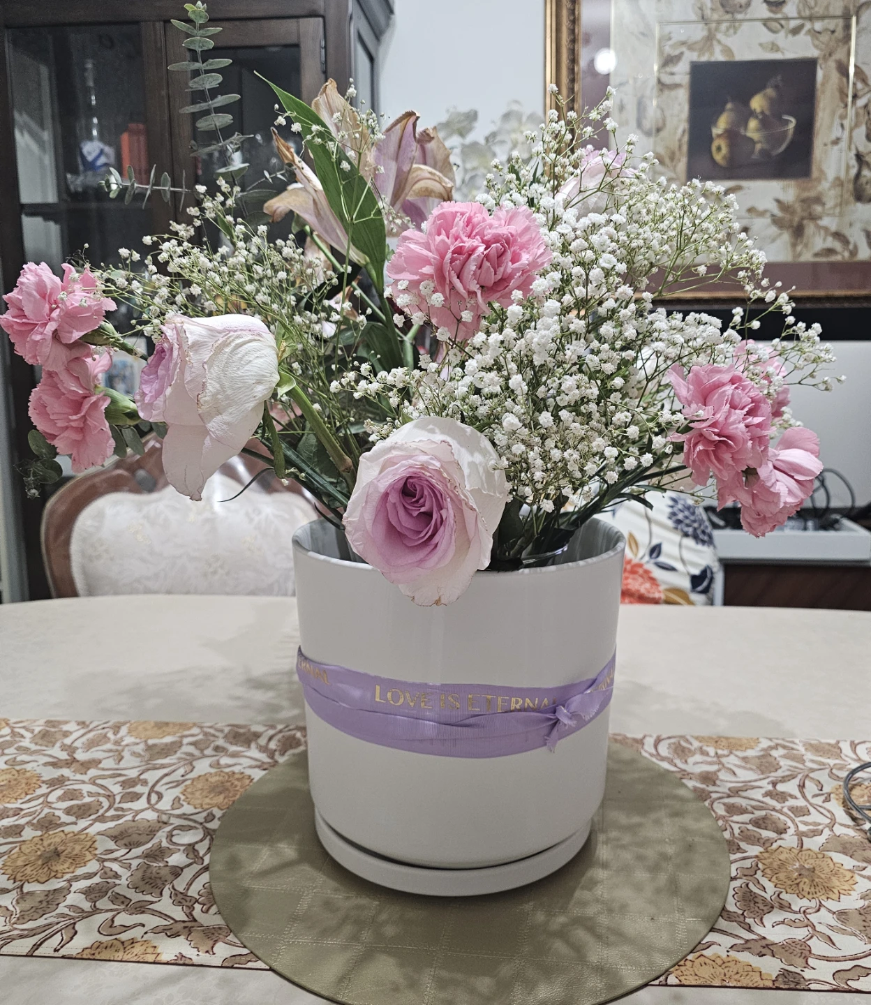 White Ceramic Planter Pot with Saucer