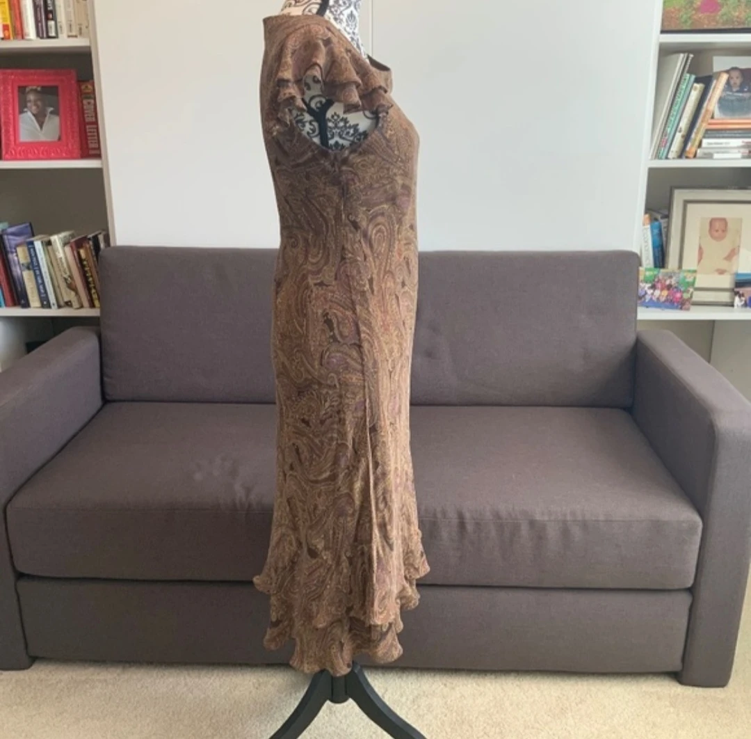 Jones New York Brown Paisley Midi Dress 100% Silk - photo 2