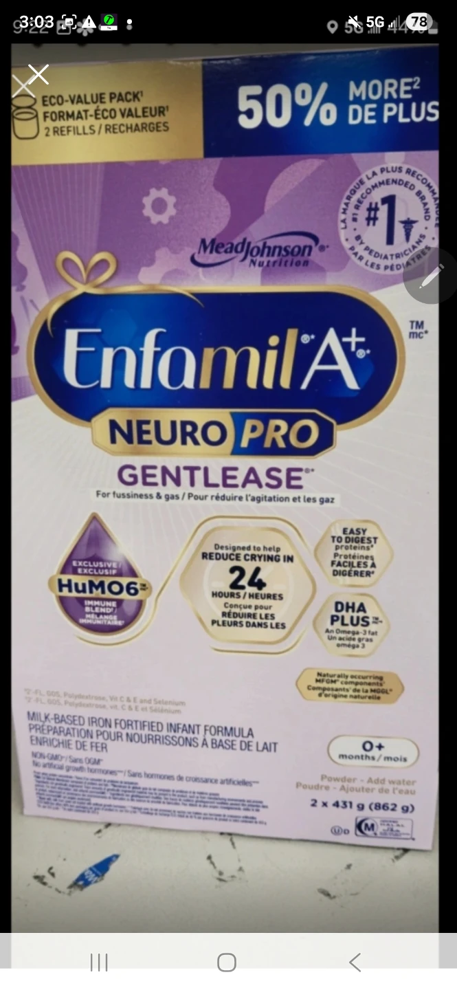 Enfamil A+ Neuro Pro Gentlease Infant Formula 2 x 431g