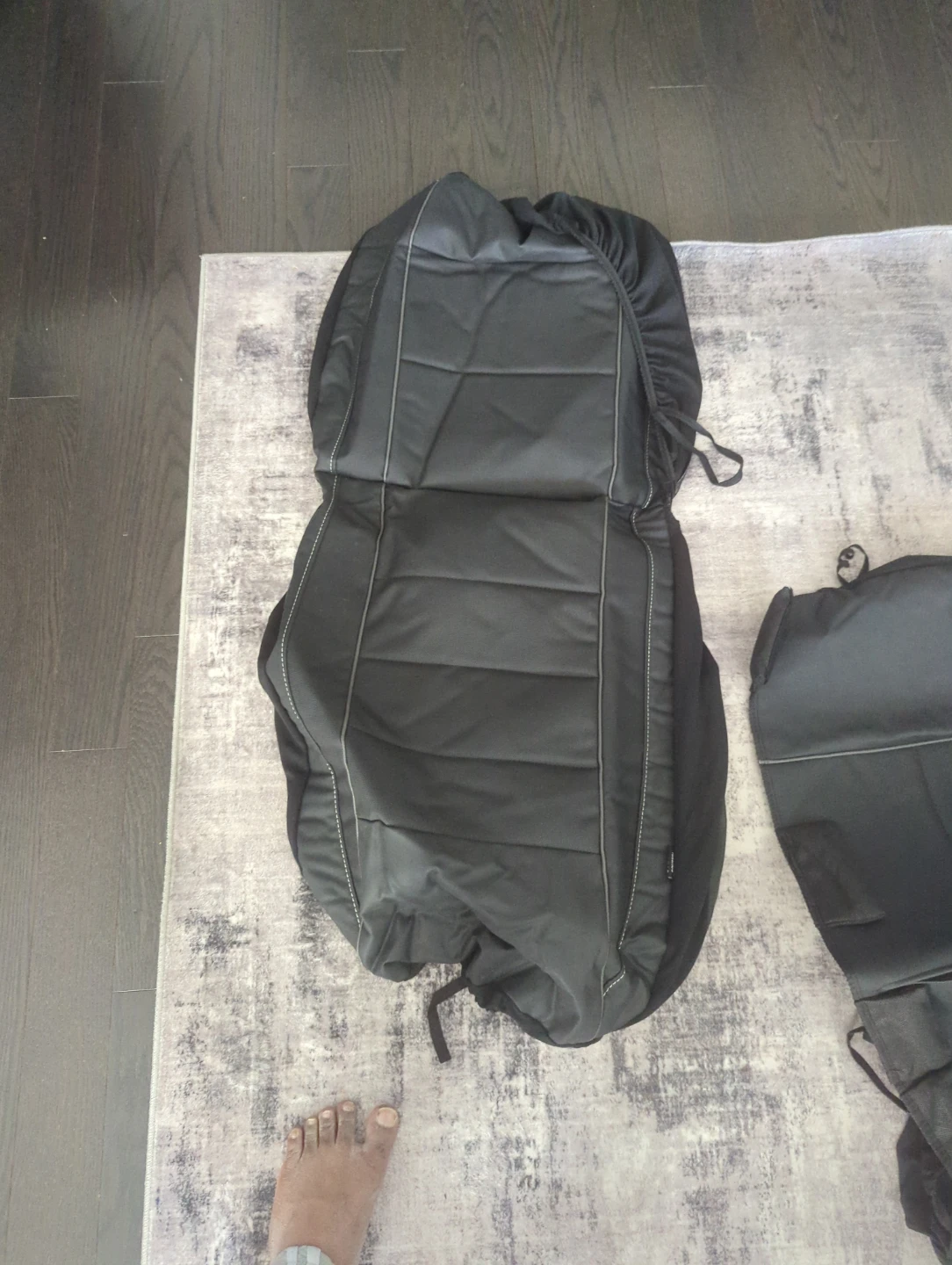 Black Faux Leather Car Seat Covers for front and back - photo 4