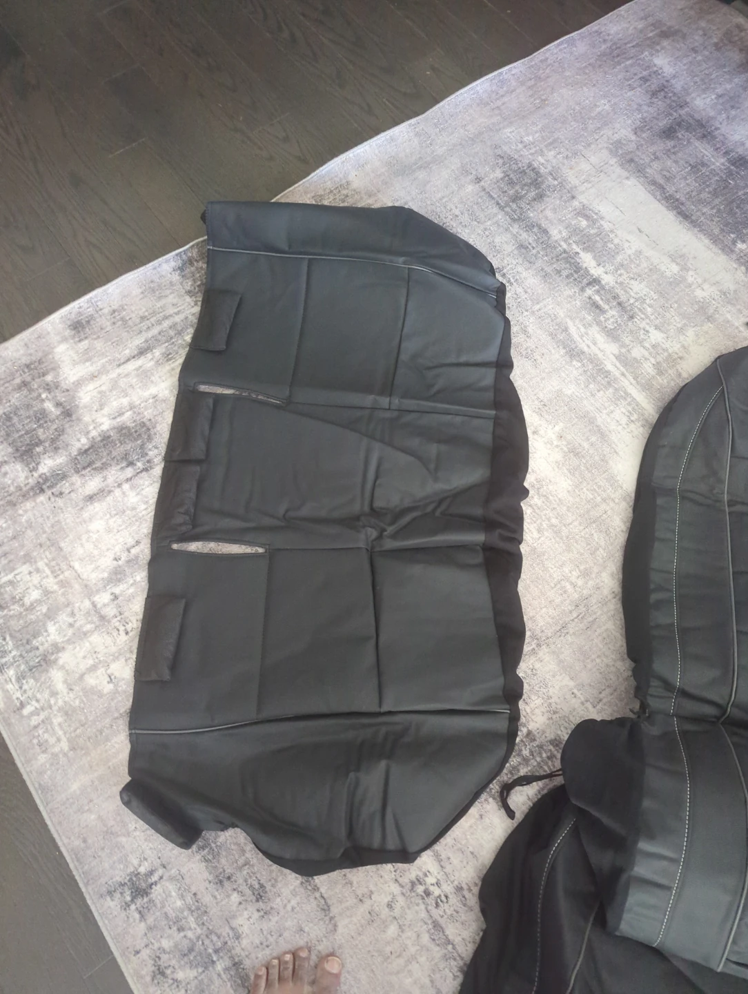 Black Faux Leather Car Seat Covers for front and back - photo 5