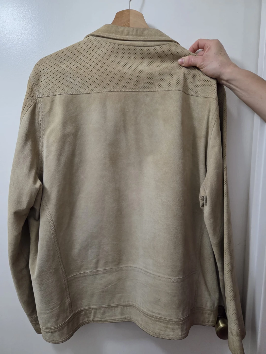 Calvin Klein Suede Perforated Bomber Jacket Size L
