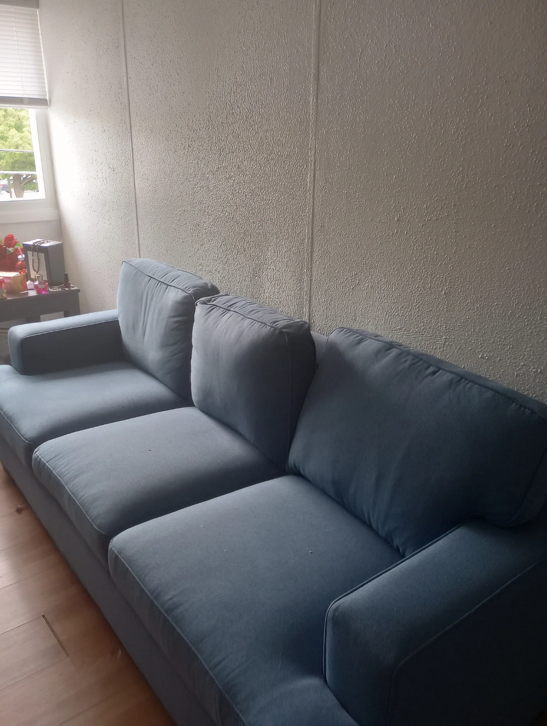 Blue Fabric Sofa and Armchair Set - photo 2