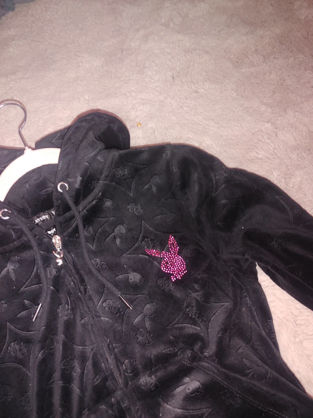 Playboy Velour Hoodie - Black XS/TP - photo 2