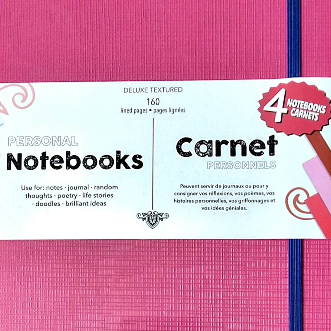 Notebooks - NEW set of 4 pink hardcover notebooks - photo 5