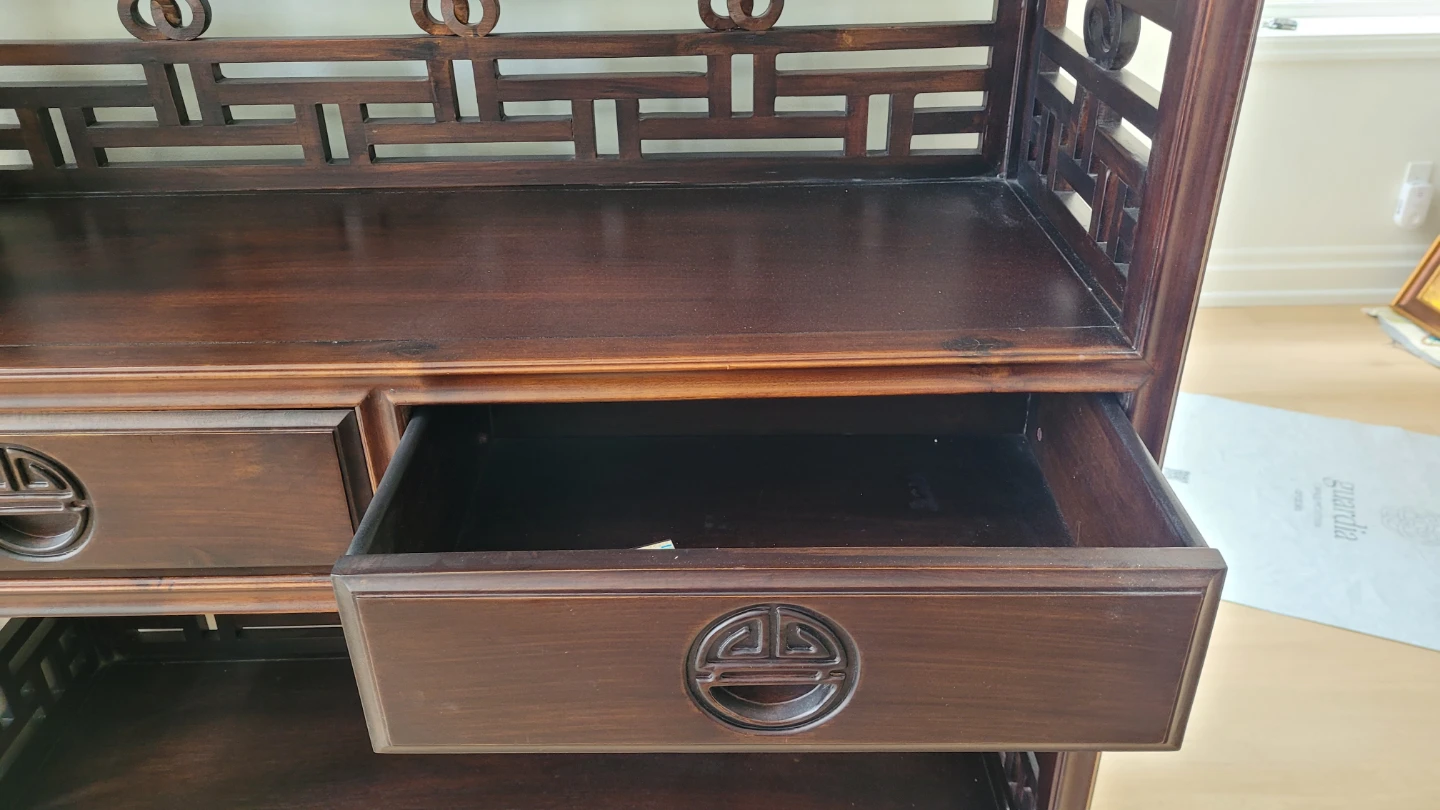 Dark Wood Display Shelf with Drawers - photo 3