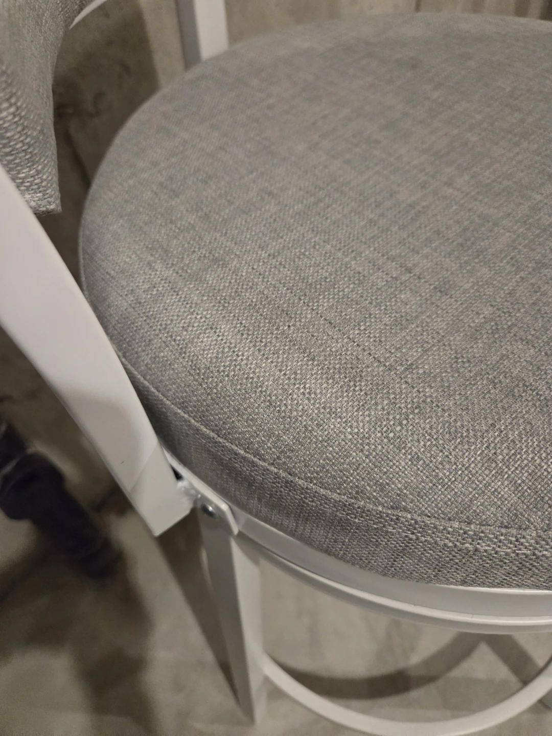 White Swivel Bar Stool with Grey Fabric Seat - photo 4