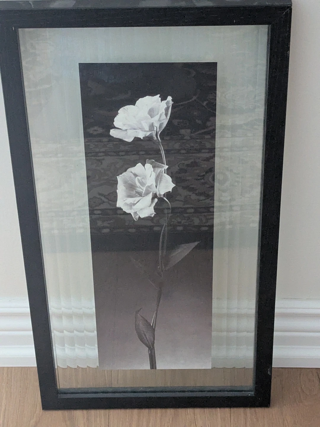 Framed Black and White Floral Art