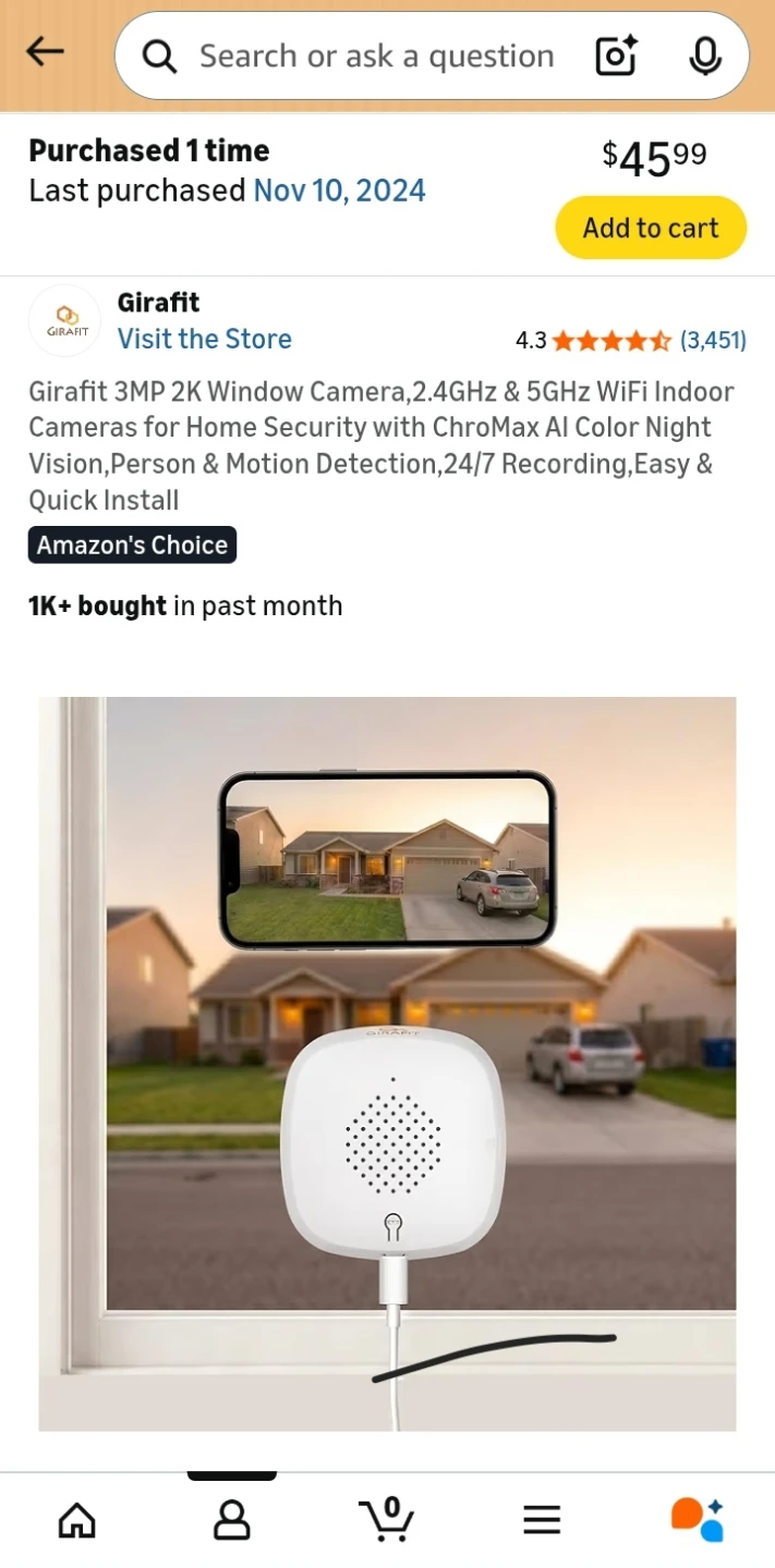 Window Camera, WiFi Indoor Camera for Home Security