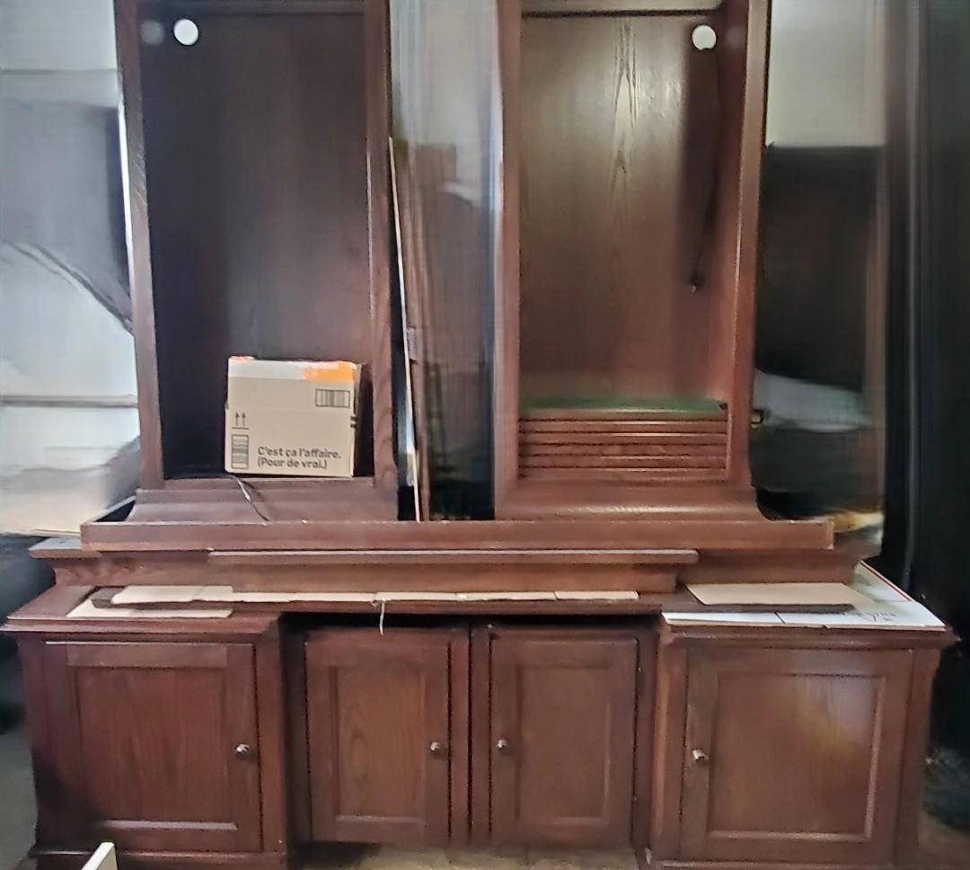 Dark Wood Entertainment Unit with Shelving and Cabinets - photo 2