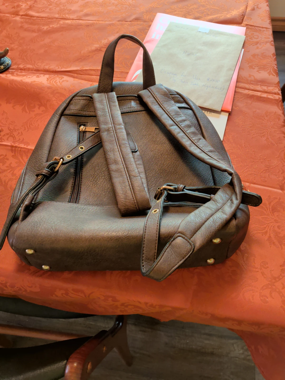 Brown Faux Leather Backpack - photo 2