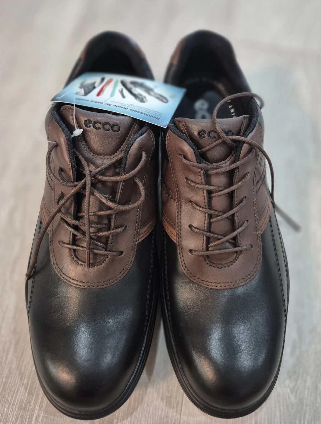 ECCO Men's Golf Shoes Black & Brown Leather Size 44