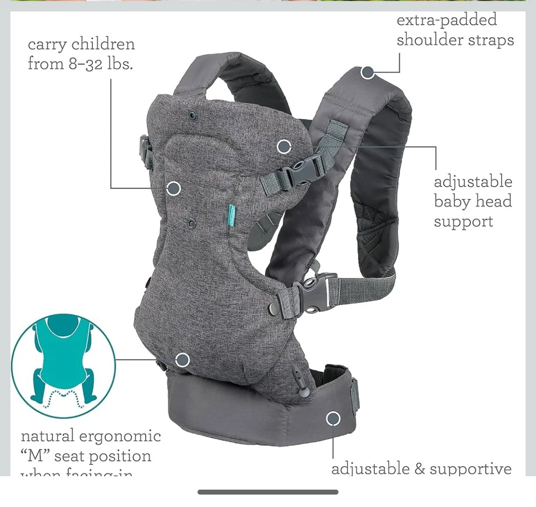 Infantino Flip 4-in-1 Convertible Baby Carrier - Gray - photo 2