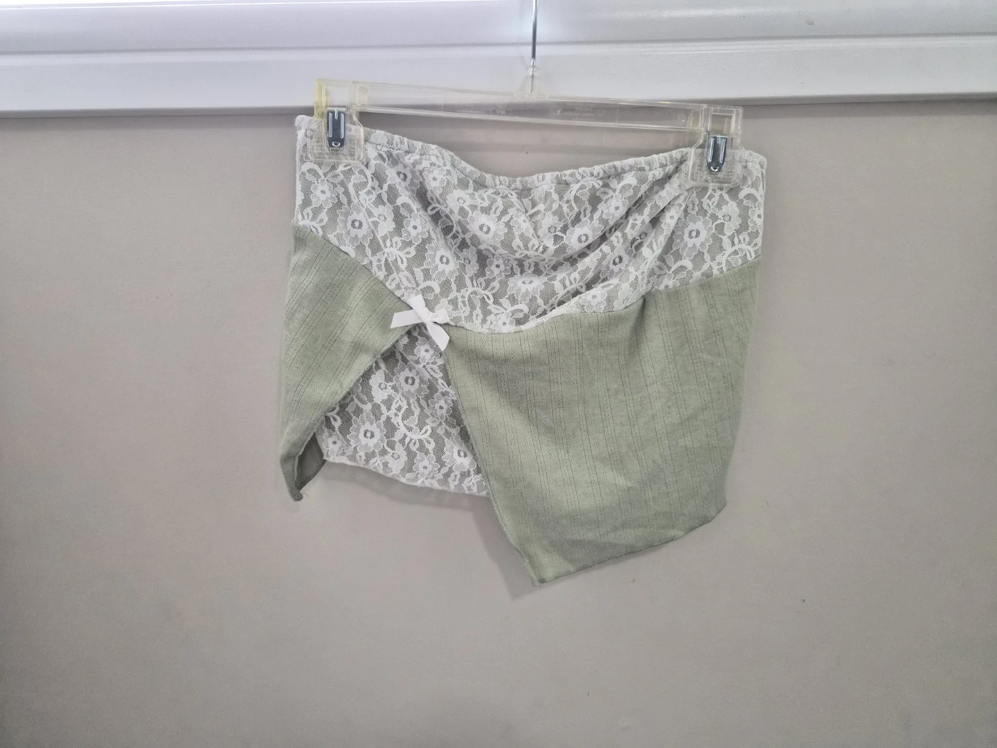 Lace and linen wrap tube top