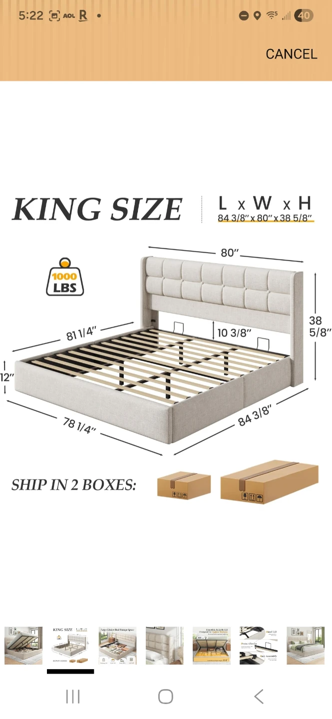 King Size Upholstered Storage Bed Frame - photo 3