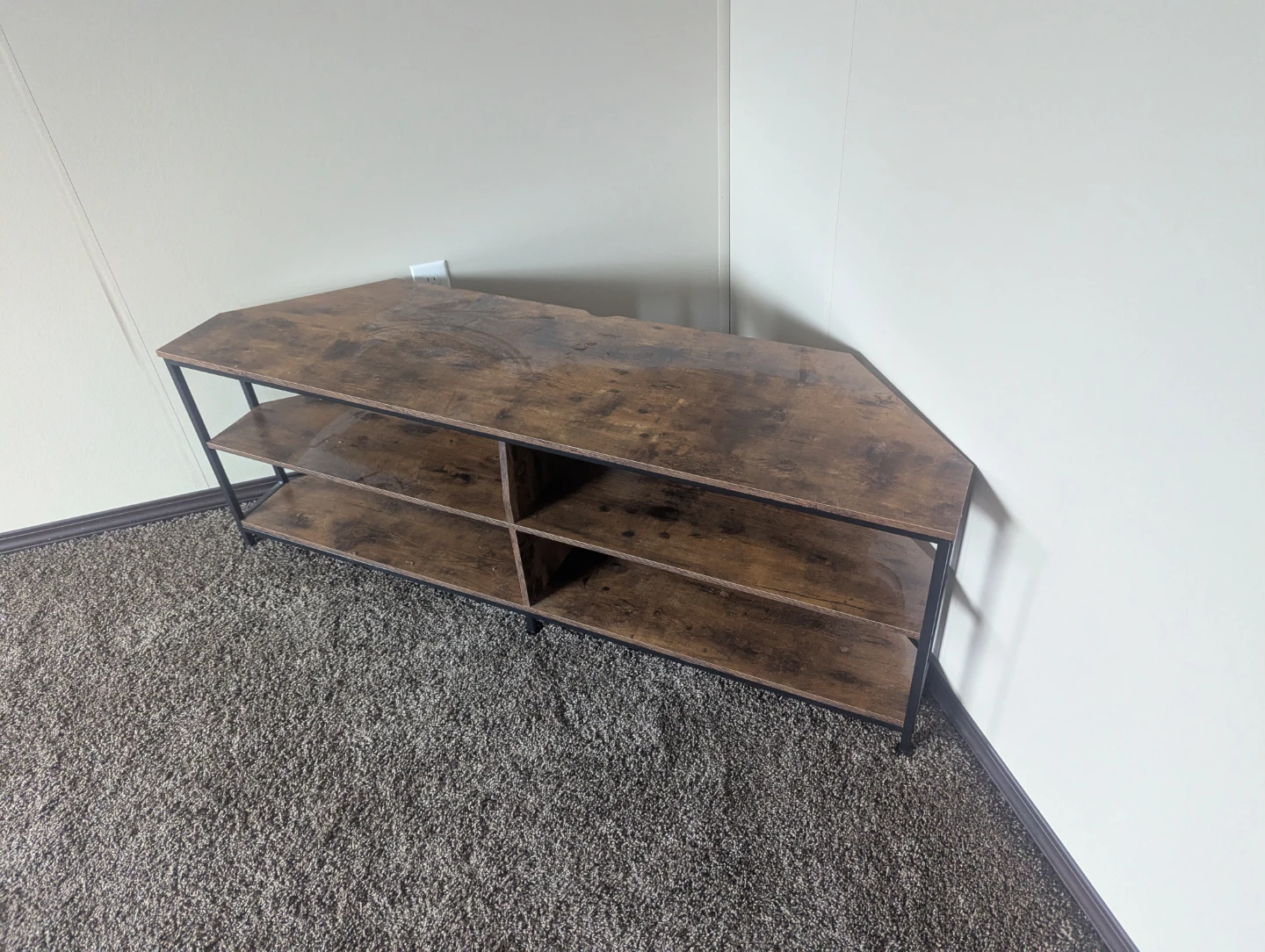 Corner TV Stand - Rustic Brown