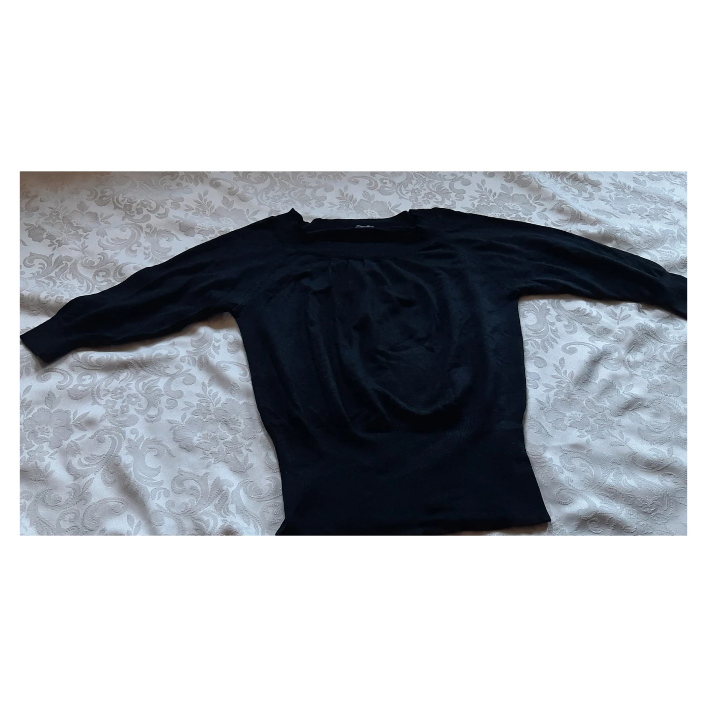 3pc Black V-neck Cardigan with Striped Top and Black Top - photo 5