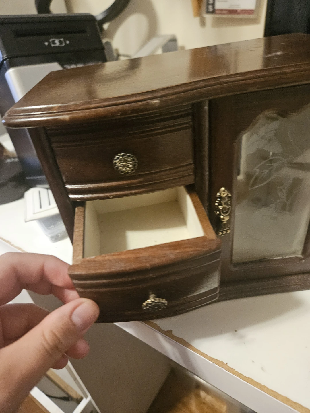 Wooden Jewelry Box Organizer with Mirror - photo 2