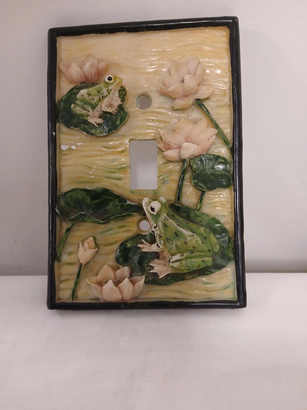 Frog and Lotus Light Switch Plate Cover. Pick up only.