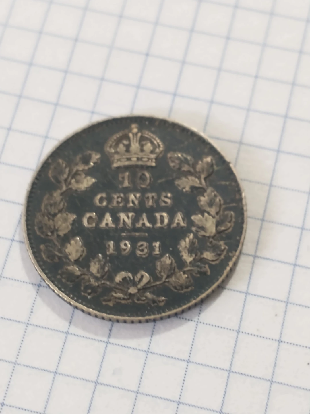 Beautiful 1931 Canada George V dime .800 silver KM #23a