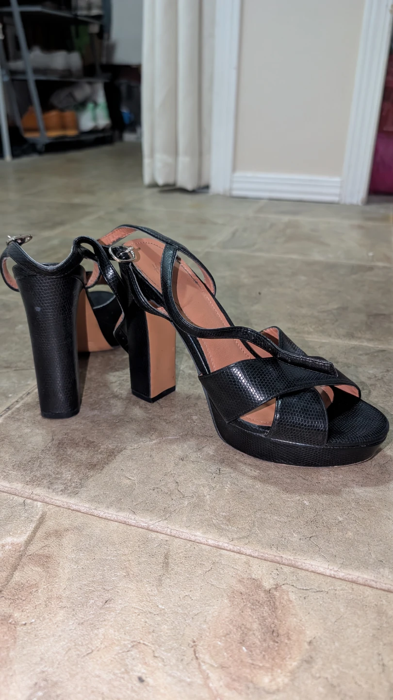 Black Platform Heeled Sandals