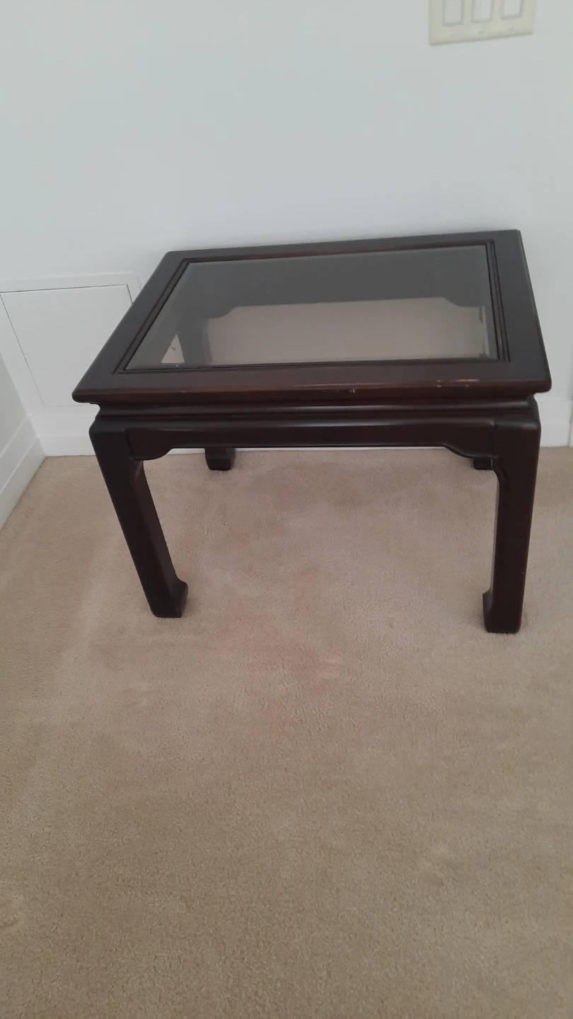Dark Wood Coffee Table with Glass Top