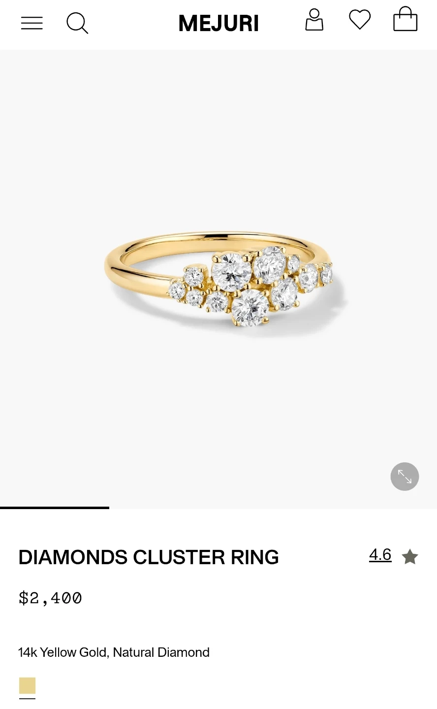 Mejuri 14K Yellow Gold Diamonds Cluster Ring - photo 3