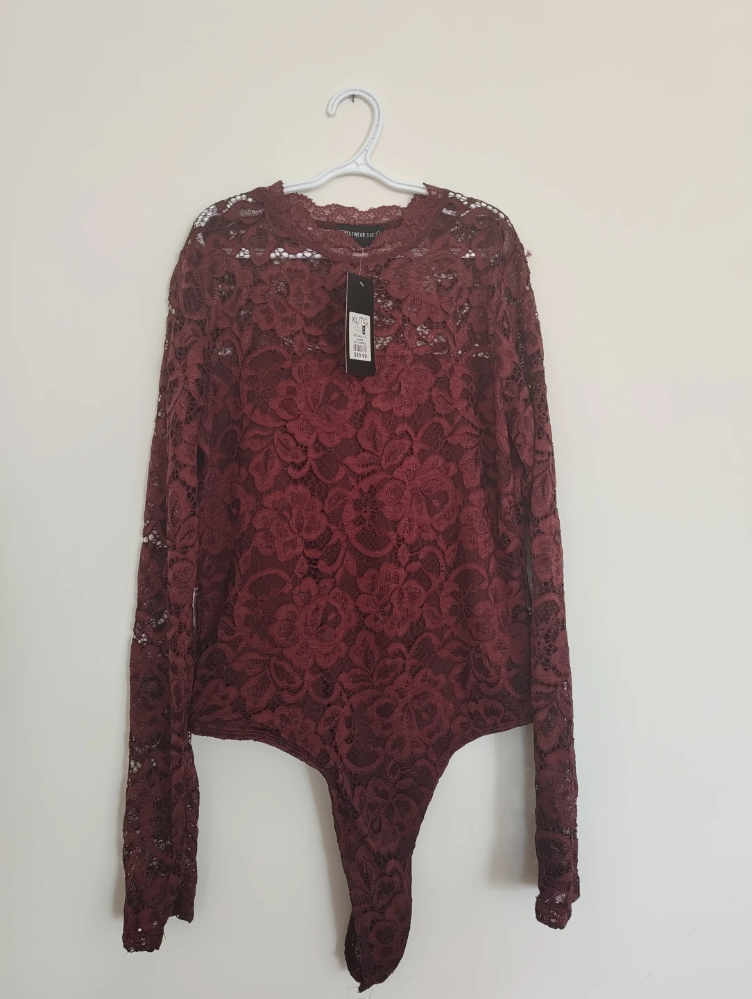 Streetwear Society Lace Bodysuit - Burgundy XL