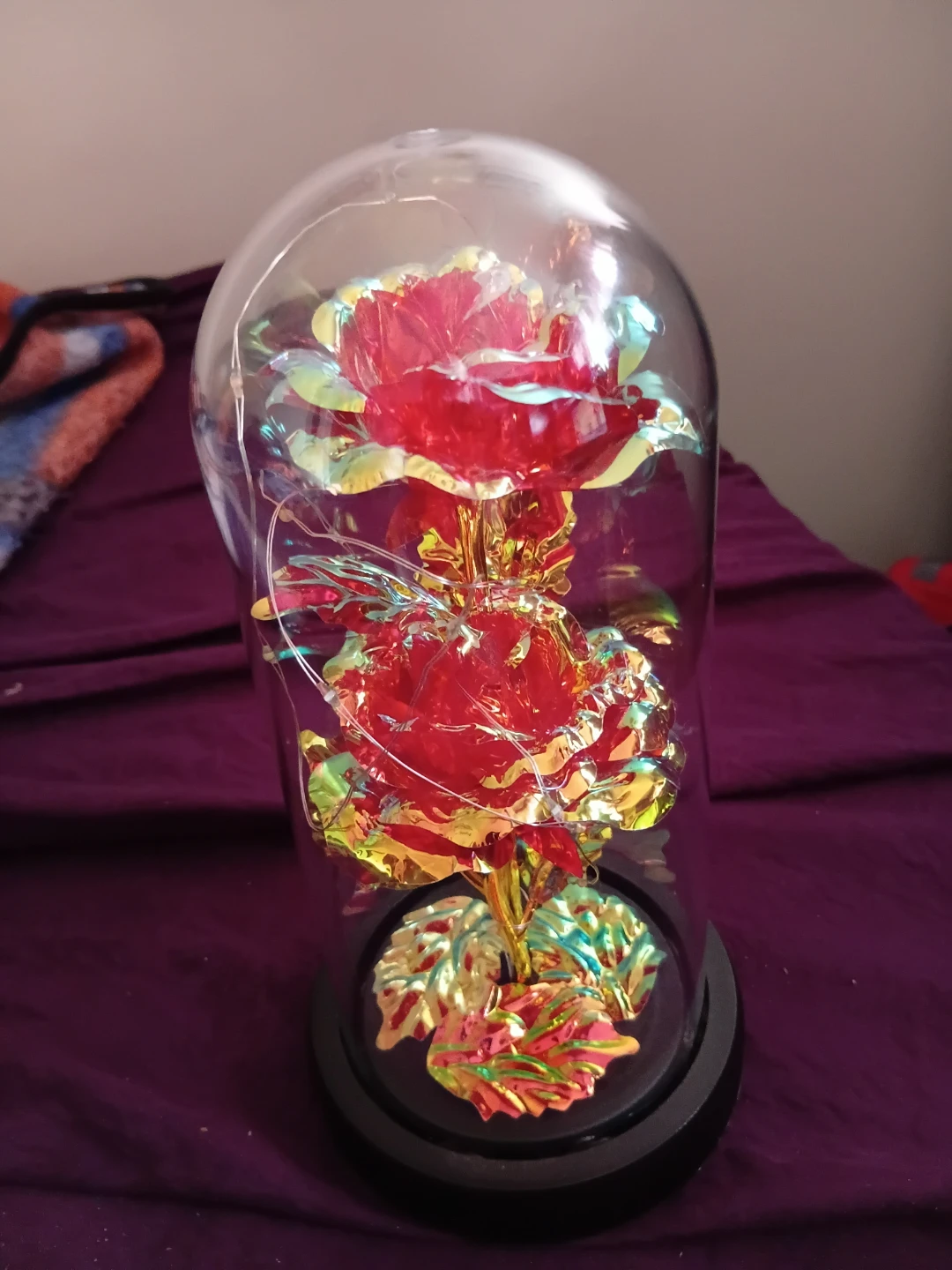 Glass Dome Rose with Lights - photo 2