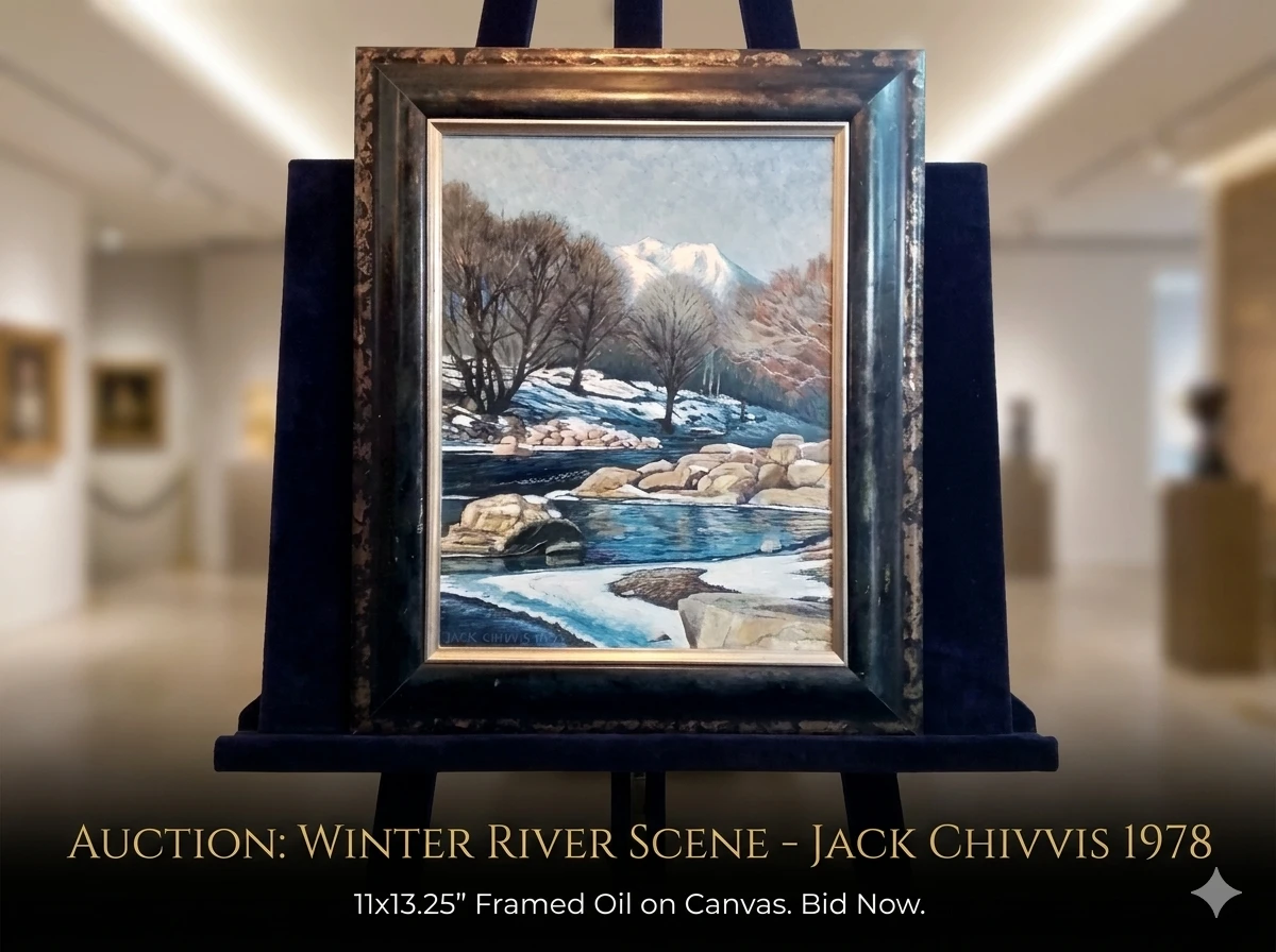 Original 1972 Jack Chivvis Winter Landscape Painting