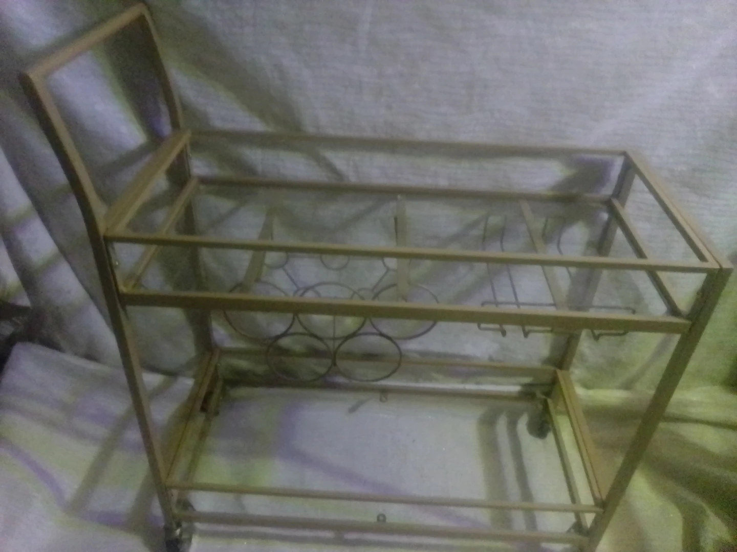 Brass and Glass Bar Cart with Wine Rack