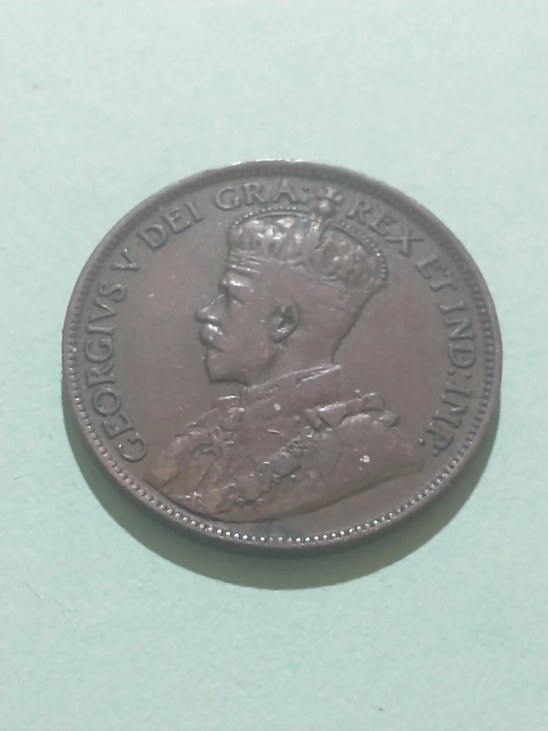 RARE ERROR 1914 WWI George V Canada large cent, planchet error - photo 4