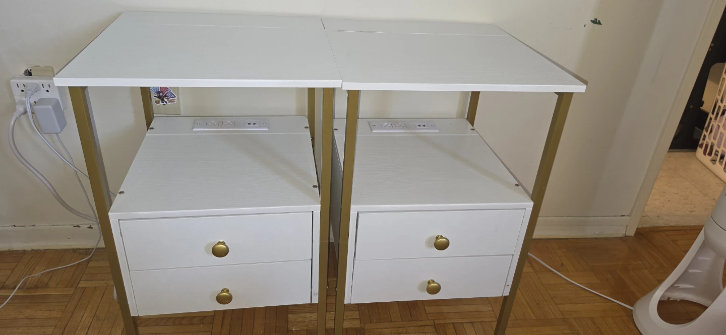 Pair(2) Nightstands tables with Charging Station & 2 Drawers