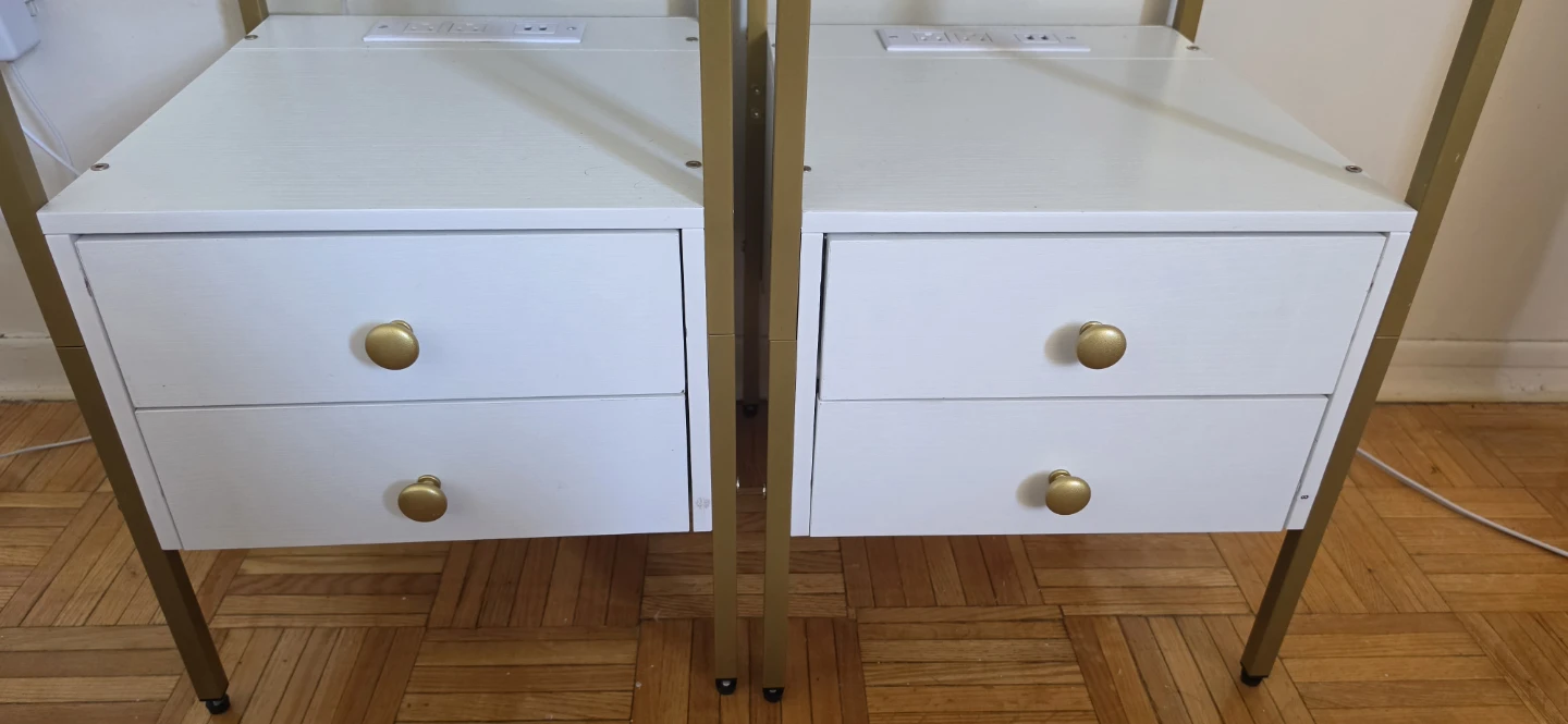 Pair(2) Nightstands tables with Charging Station & 2 Drawers - photo 2